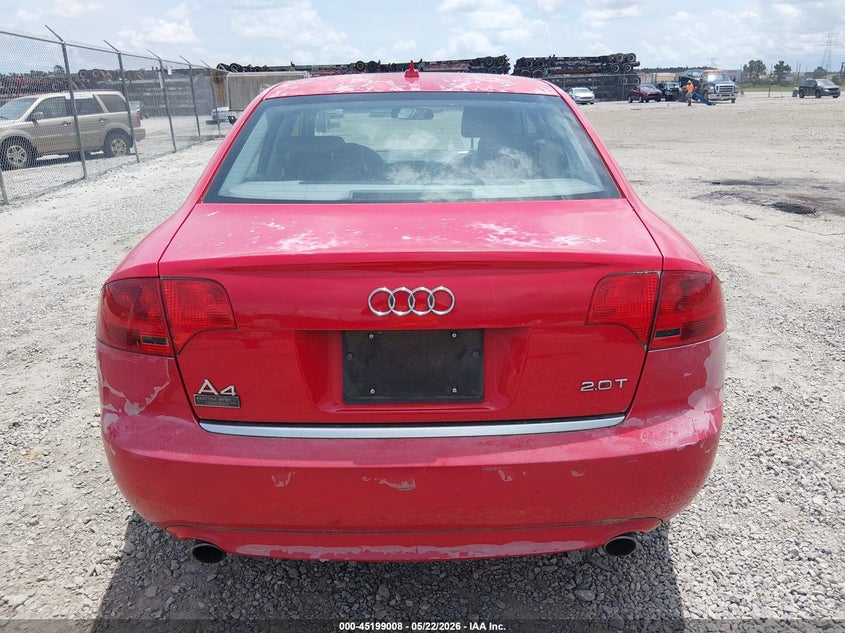 2008 Audi A4 2.0T/2.0T Special Edition VIN: WAUAF78EX8A116000 Lot: 45199008