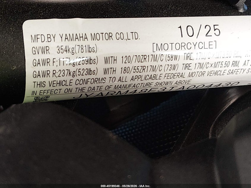 VIN JYARM48E3TA004430 2026 YAMAHA MTN690