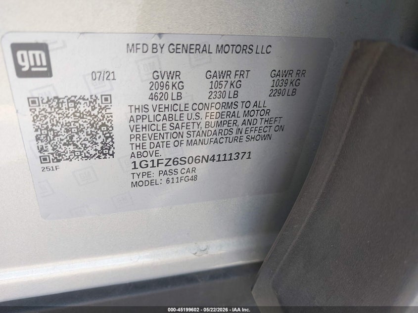 2022 Chevrolet Bolt Euv Fwd Premier VIN: 1G1FZ6S06N4111371 Lot: 45199602