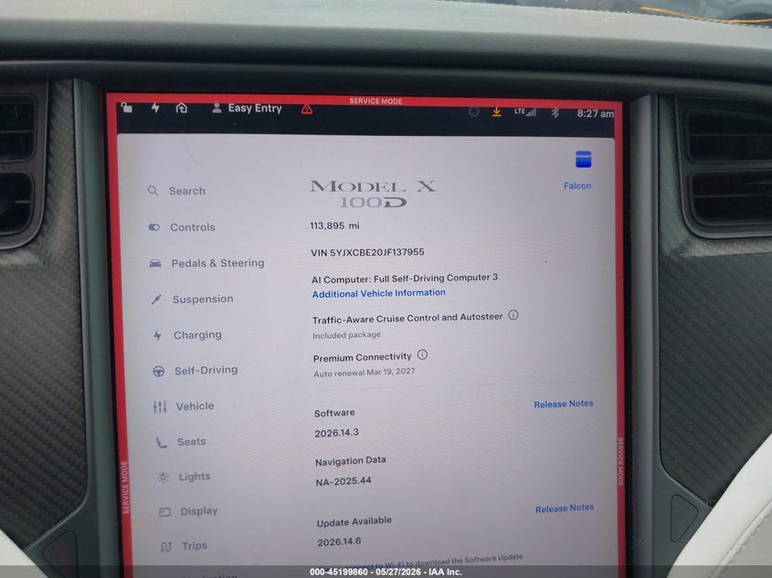 2018 TESLA MODEL X auction photo 7