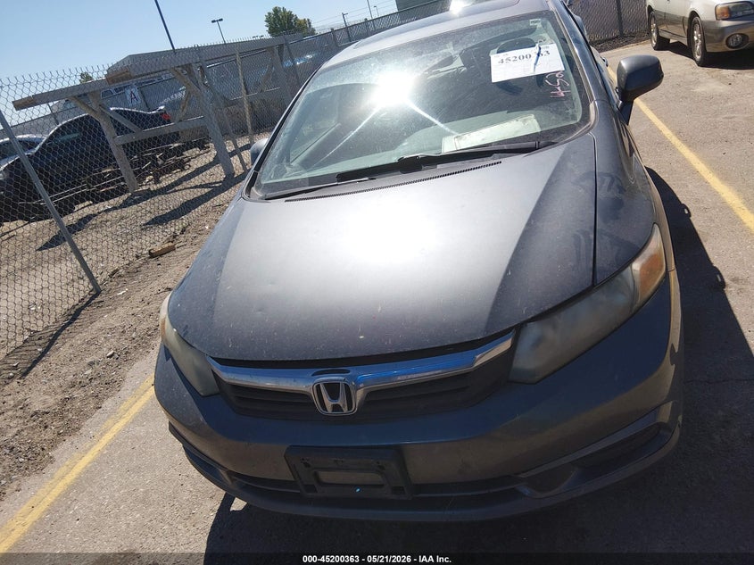 2012 Honda Civic 1.8 Ex silver Lot 111045200363 Vin 19XFB2F88CE390208