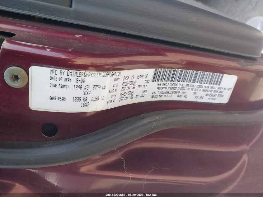 2001 Jeep Grand Cherokee Laredo VIN: 1J4GW48S81C539020 Lot: 45200687