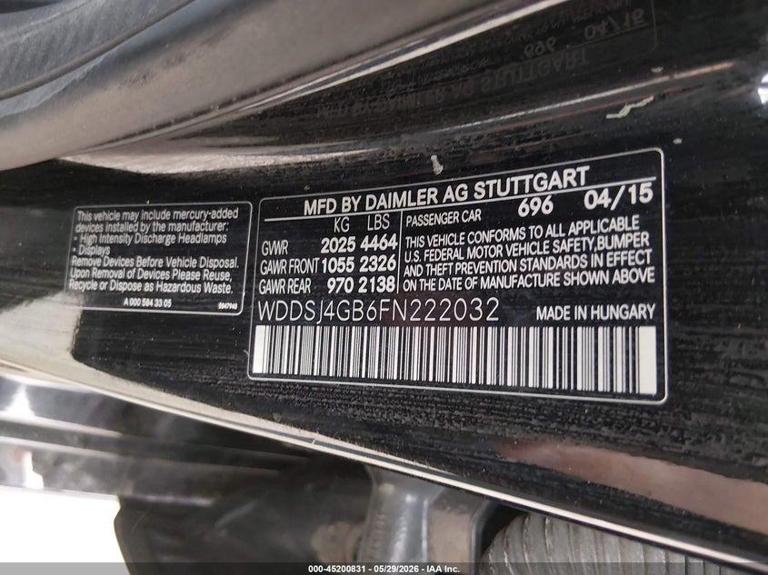 2015 Mercedes-Benz Cla 250 4Matic VIN: WDDSJ4GB6FN222032 Lot: 45200831
