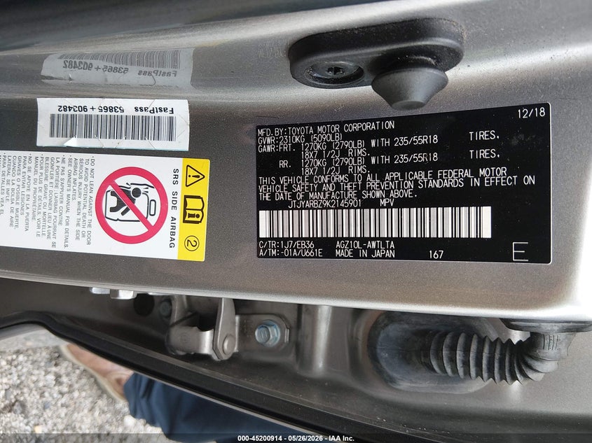 2019 Lexus Nx 300 F Sport VIN: JTJYARBZ9K2145901 Lot: 45200914