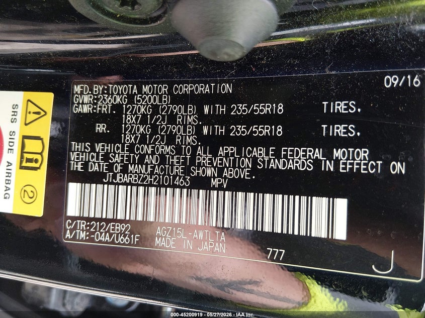 2017 Lexus Nx 200T F Sport VIN: JTJBARBZ2H2101463 Lot: 45200919