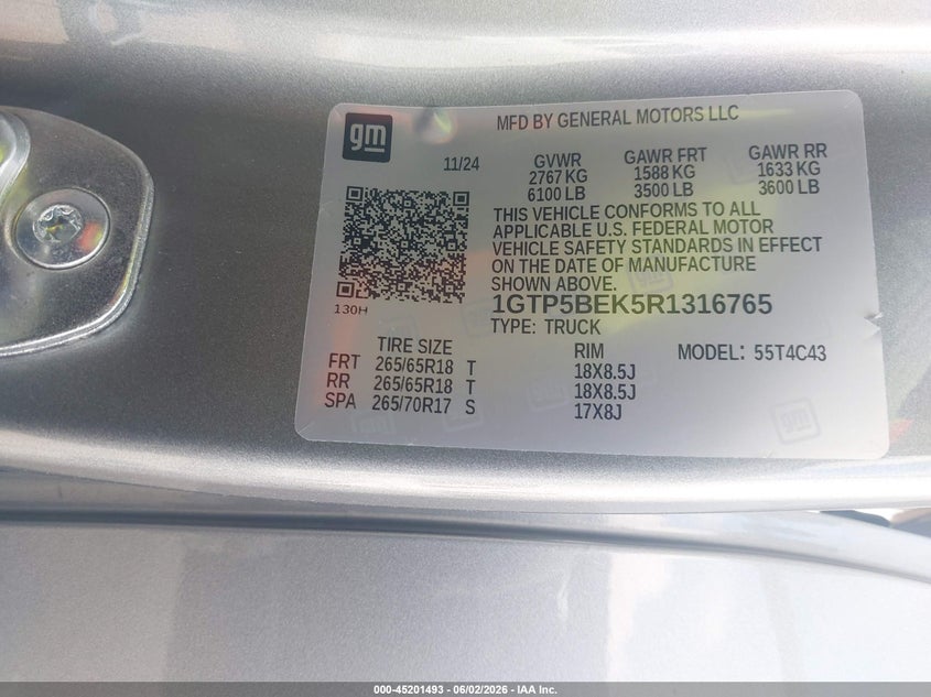 2024 GMC Canyon 2Wd Elevation VIN: 1GTP5BEK5R1316765 Lot: 45201493
