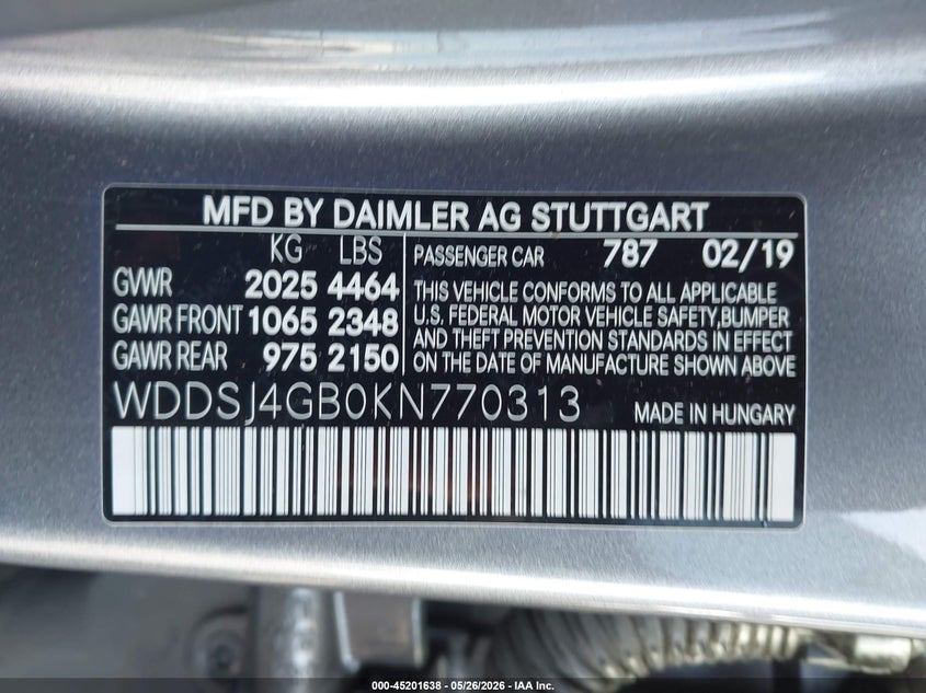 2019 Mercedes-Benz Cla 250 4Matic VIN: WDDSJ4GB0KN770313 Lot: 45201638