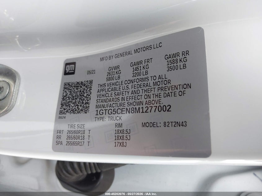2021 GMC Canyon 2Wd Short Box Elevation VIN: 1GTG5CEN8M1277002 Lot: 45202076
