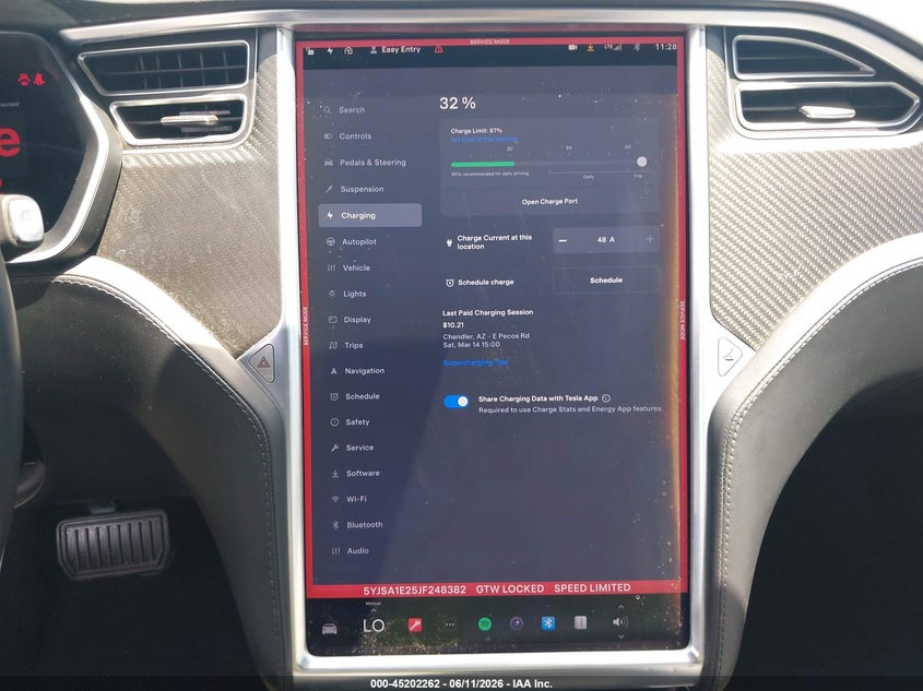2018 Tesla Model S 100D/75D/P100D VIN: 5YJSA1E25JF248382 Lot: 45202262