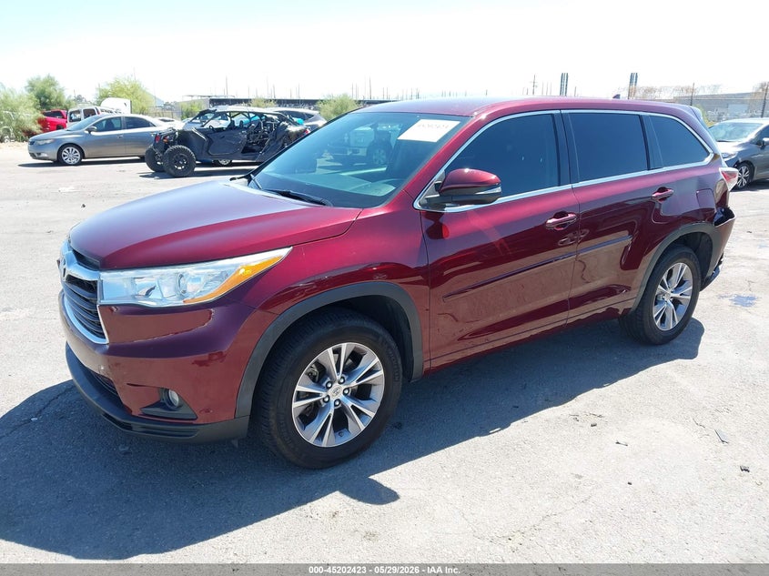 Vin: 5tdzkrfh4es011526, lot: 45700151, toyota highlander le plus v6 20142
