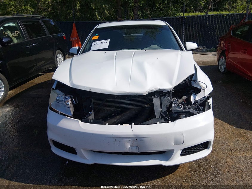 2012 Dodge Avenger 2.4 Sxt white Lot 111045202638 Vin 1C3CDZCB7CN183279