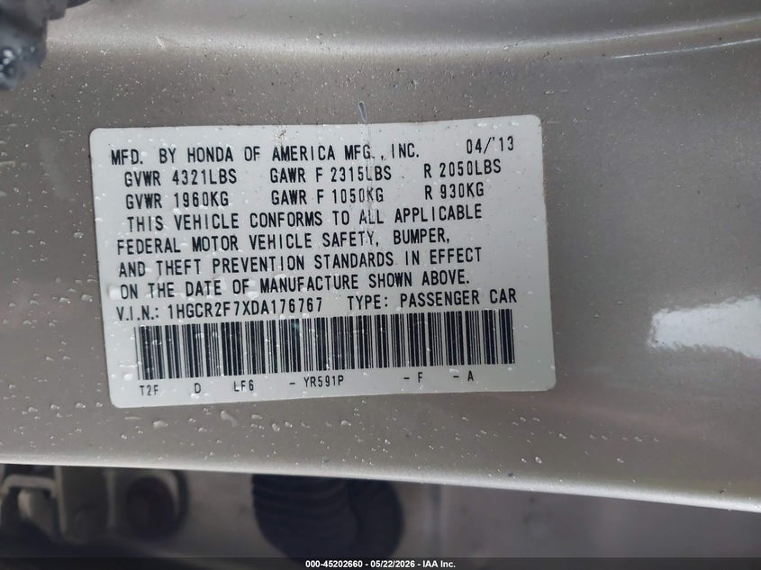 2013 HONDA ACCORD EX · Фото 9