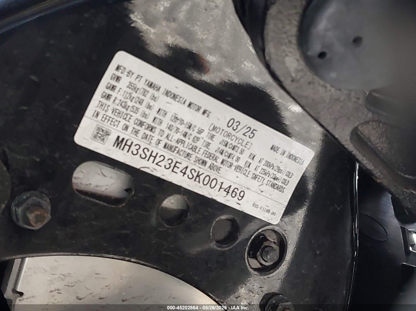 2025 Yamaha Czd300 A VIN: MH3SH23E4SK001469 Lot: 45202864