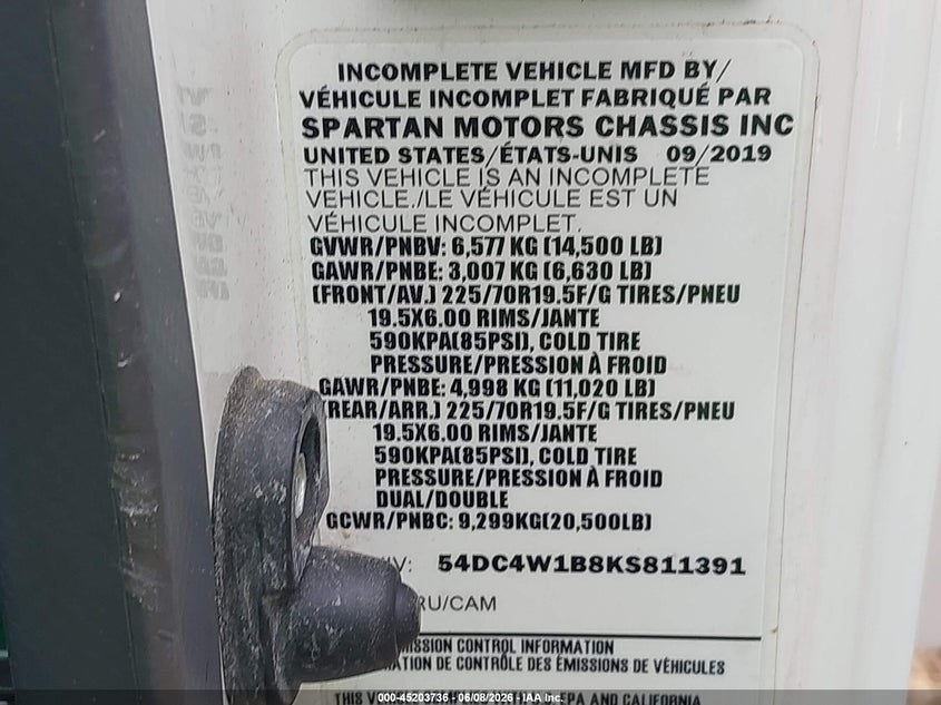 2019 Isuzu Npr Hd VIN: 54DC4W1B8KS811391 Lot: 45203736