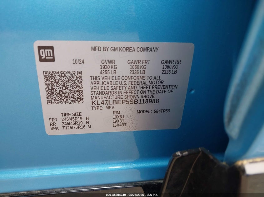 2025 Buick Envista Sport Touring Fwd VIN: KL47LBEP5SB118988 Lot: 45204249