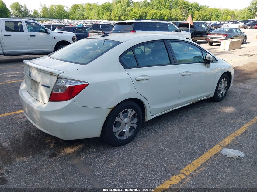 JHMFB4F31CS002988 2012 Honda Civic 1.5 Hybrid white
