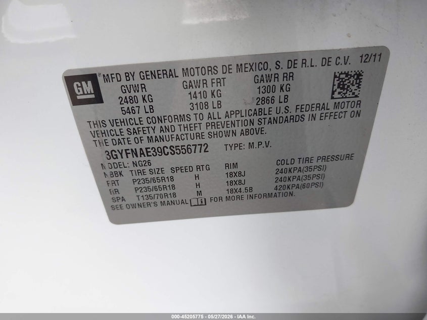2012 Cadillac Srx 3.6 Srx Luxury Collection white Lot 111045205775 Vin 3GYFNAE39CS556772