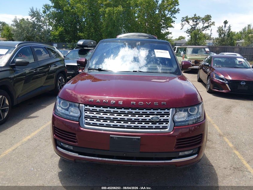 2016 Land Rover Range Rover 3.0L V6 Supercharged Hse VIN: SALGS2VF0GA282039 Lot: 45206253