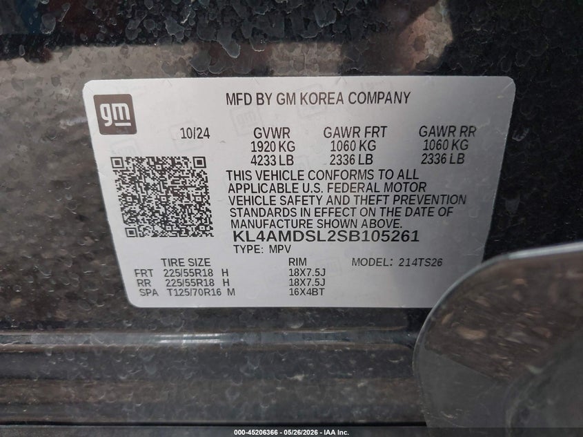 2025 Buick Encore Gx Sport Touring Fwd VIN: KL4AMDSL2SB105261 Lot: 45206366