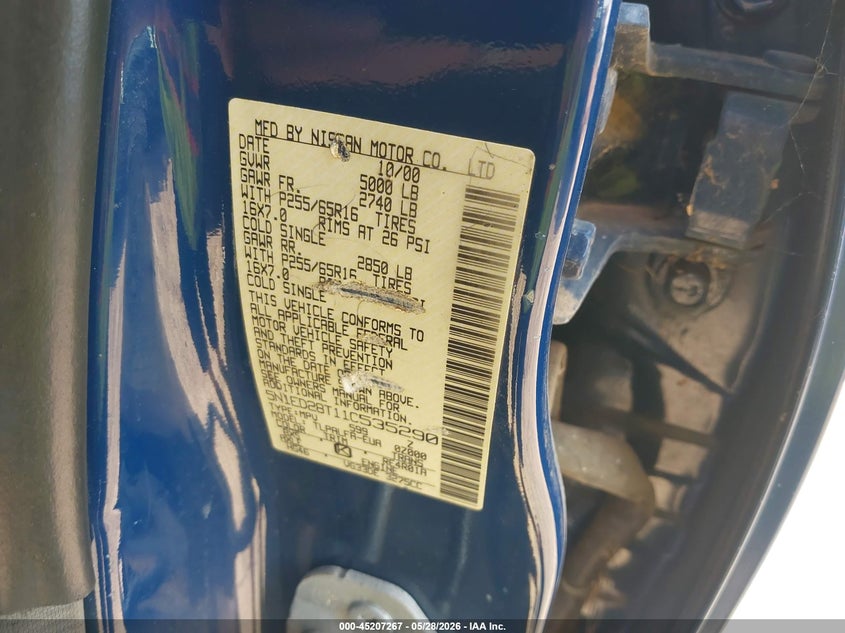 2001 Nissan Xterra Se VIN: 5N1ED28T11C535290 Lot: 45207267