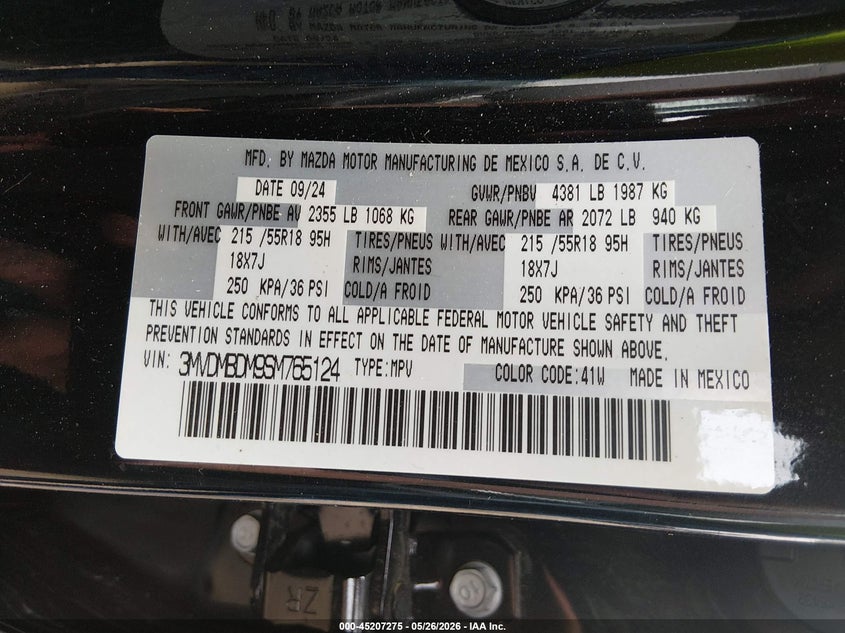 2025 Mazda Cx-30 2.5 S Premium Package VIN: 3MVDMBDM9SM765124 Lot: 45207275