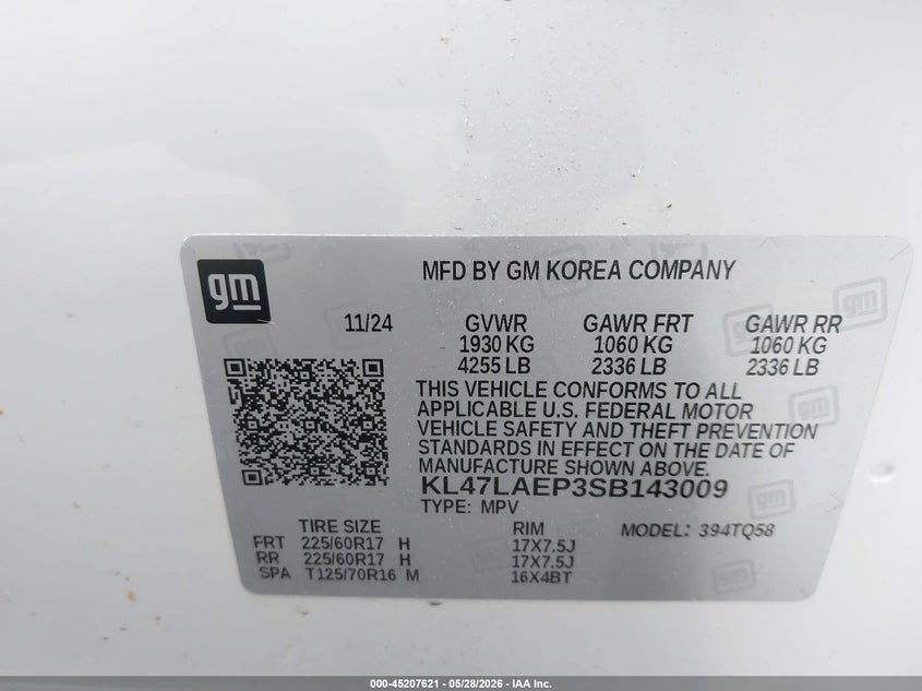 2025 Buick Envista Preferred Fwd VIN: KL47LAEP3SB143009 Lot: 45207621