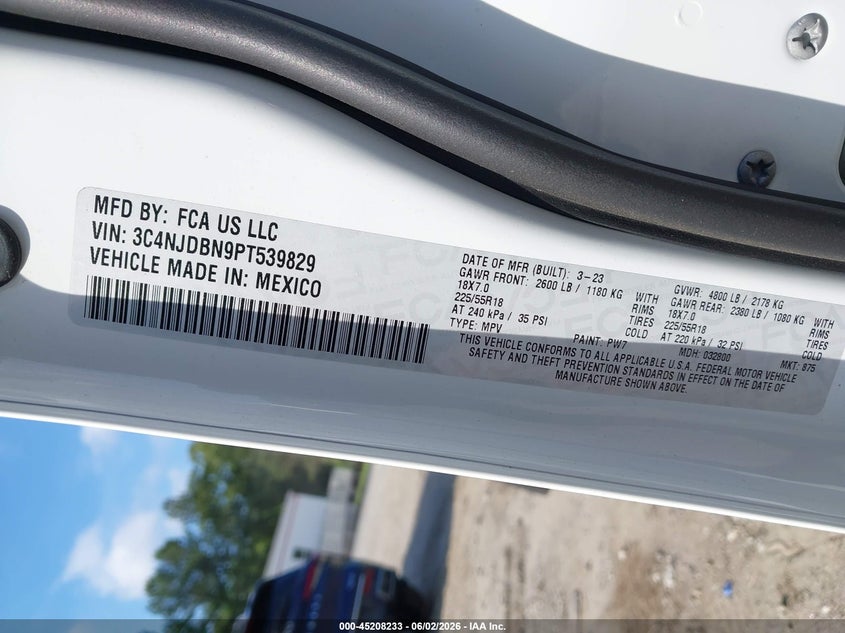 JEEP COMPASS 2023 VIN 3C4NJDBN9PT539829