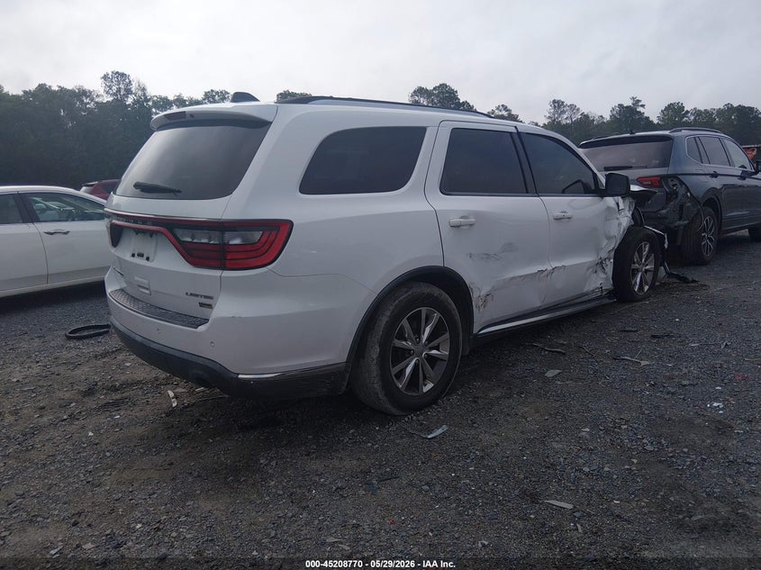 Vin: 1c4rdhdg9fc784316, lot: 45706511, dodge durango limited 20154