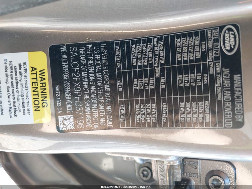 2023 Land Rover Discovery Sport Se VIN: SALCP2FX9PH337196 Lot: 45208973