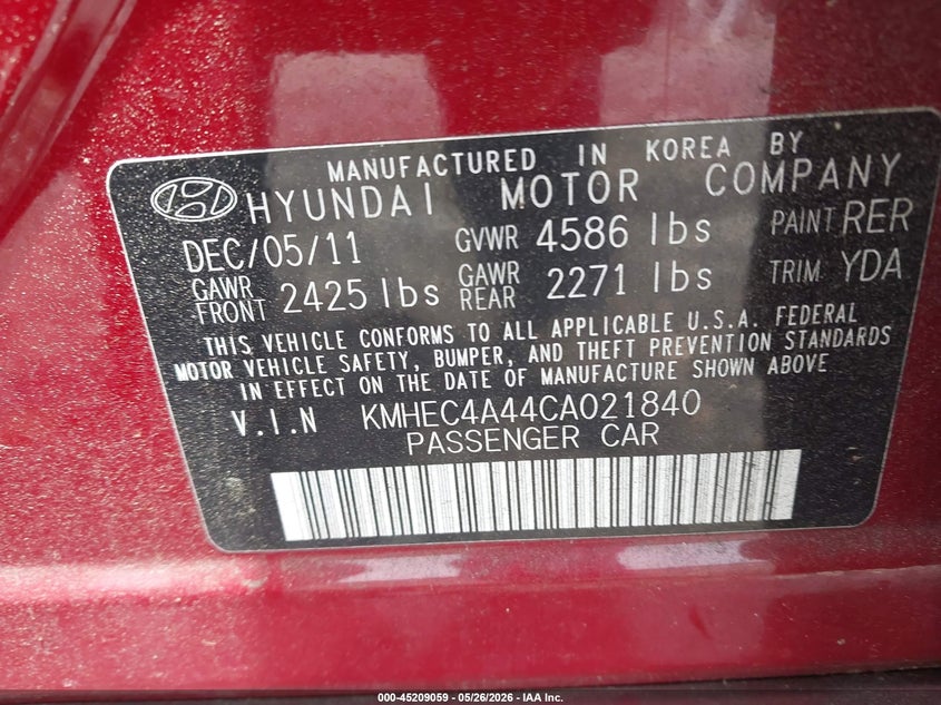 KMHEC4A44CA021840 2012 Hyundai Sonata 2.4 Hybrid red