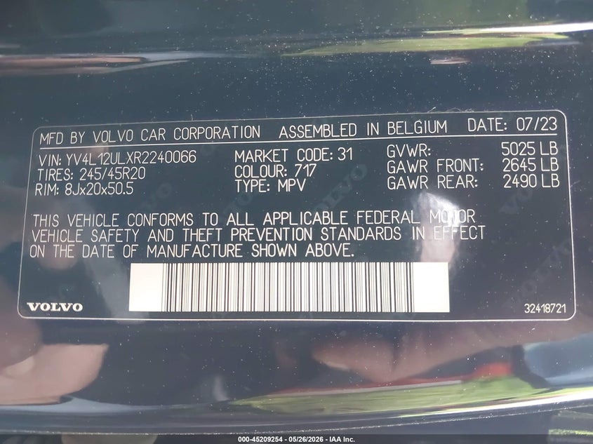 2024 Volvo Xc40 B5 Plus Dark Theme VIN: YV4L12ULXR2240066 Lot: 45209254