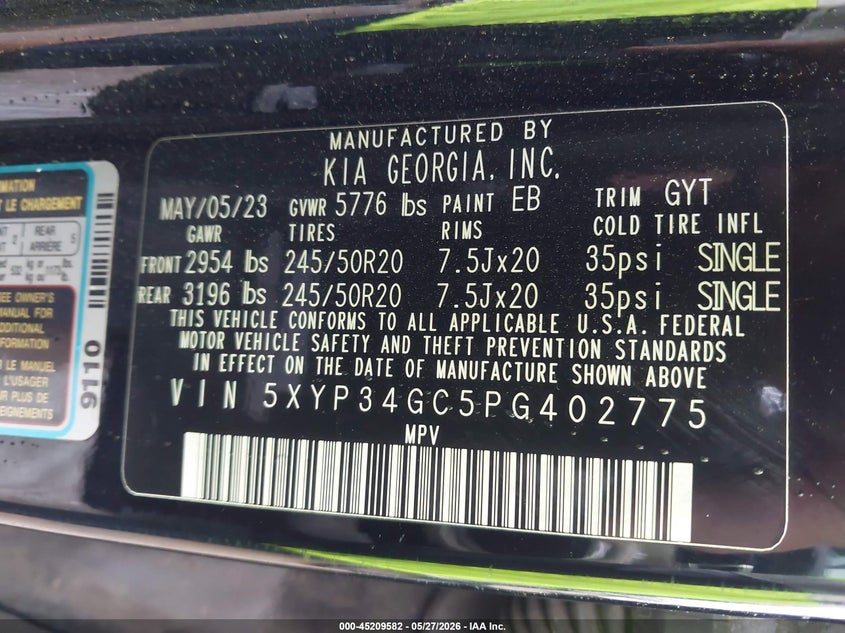 2023 Kia Telluride Ex VIN: 5XYP34GC5PG402775 Lot: 45209582