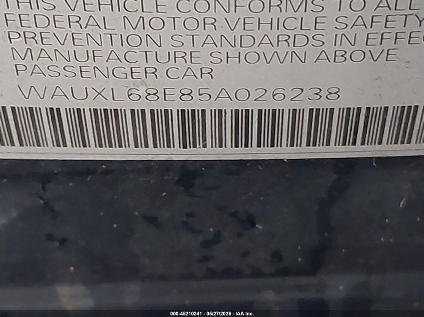 2005 Audi S4 4.2 Avant VIN: WAUXL68E85A026238 Lot: 45210241
