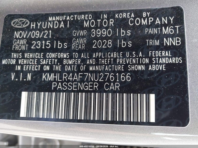 2022 Hyundai Elantra N Line VIN: KMHLR4AF7NU276166 Lot: 45210288