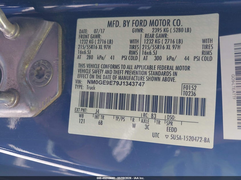 2018 FORD TRANSIT WAGON 2.5L I-4 DOHC, VVT, 169HP