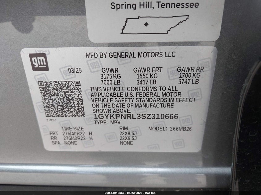 2025 Cadillac Lyriq Luxury 1 Rwd VIN: 1GYKPNRL3SZ310666 Lot: 45210568
