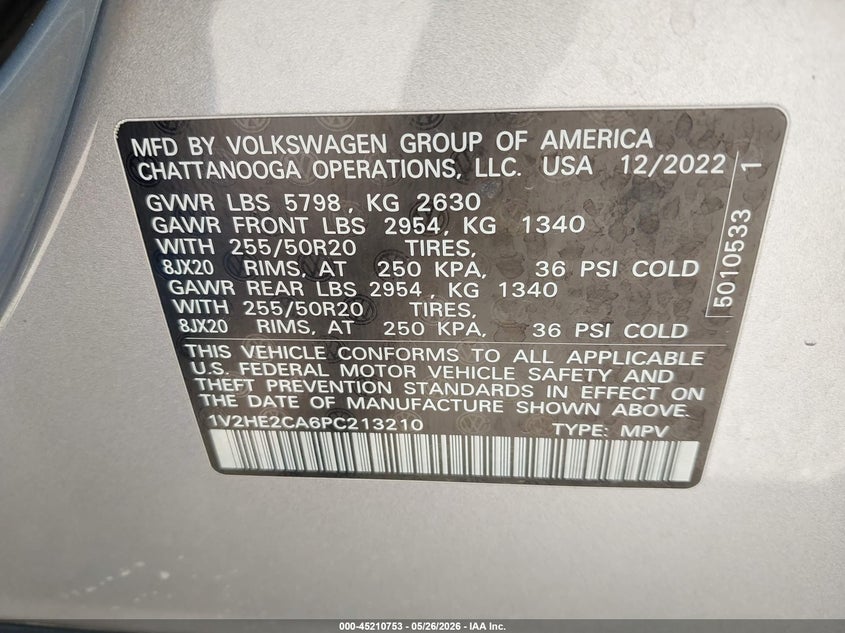 2023 Volkswagen Atlas Cross Sport 3.6L V6 Se W/Technology VIN: 1V2HE2CA6PC213210 Lot: 45210753
