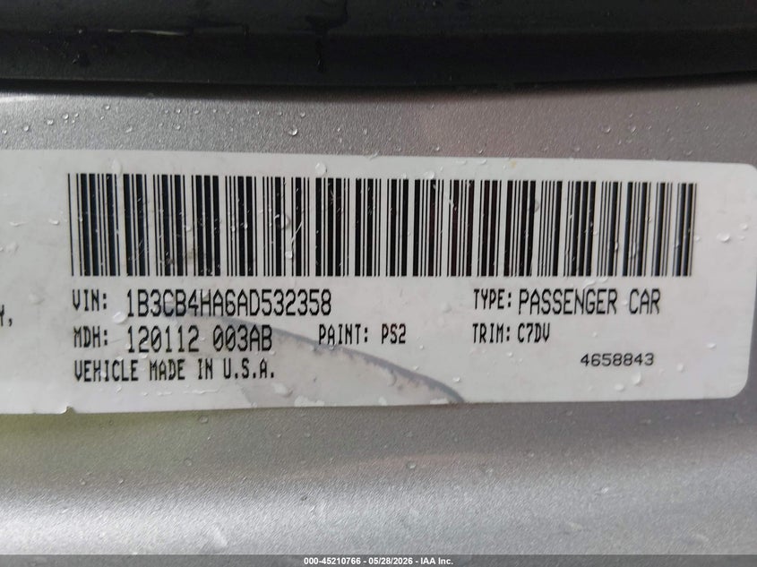 2010 Dodge Caliber Sxt VIN: 1B3CB4HA6AD532358 Lot: 45210766