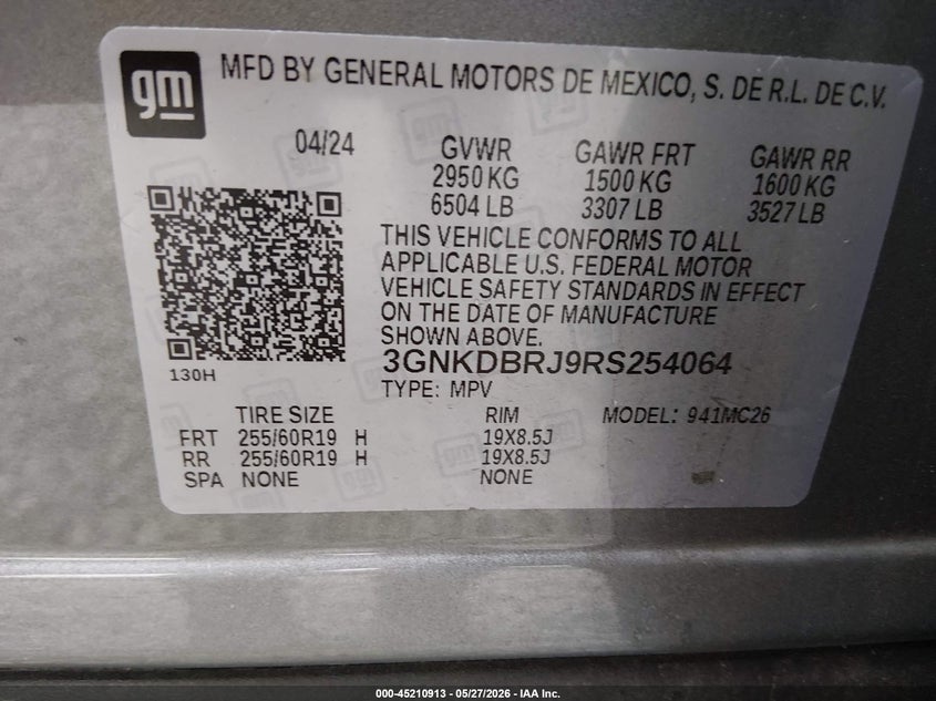 2024 Chevrolet Blazer Ev Eawd 2Lt VIN: 3GNKDBRJ9RS254064 Lot: 45210913