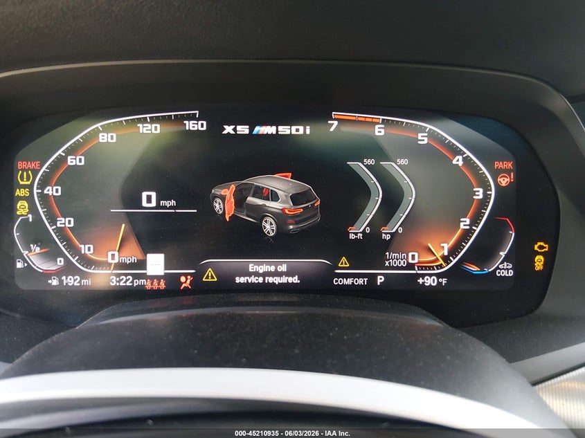 2021 BMW X5 M50I VIN: 5UXJU4C00M9F30368 Lot: 45210935
