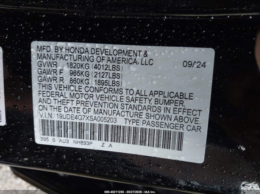 2025 Acura Integra A-Spec Technology VIN: 19UDE4G7XSA005203 Lot: 45211258