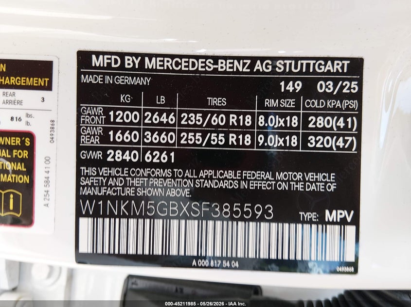 2025 Mercedes-Benz Glc 350E 4Matic VIN: W1NKM5GBXSF385593 Lot: 45211985