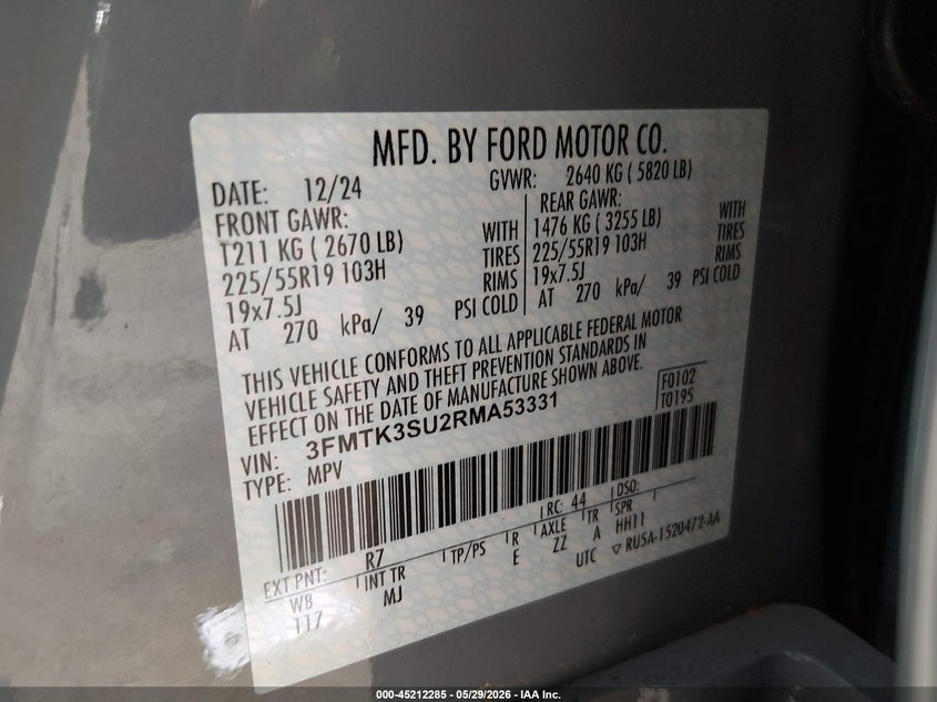VIN 3FMTK3SU2RMA53331 2024 FORD MUSTANG MACH-E PREMIUM