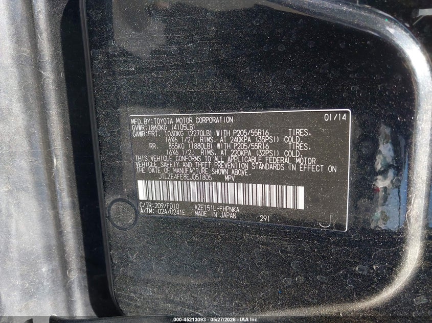 2014 Scion Xb VIN: JTLZE4FE8EJ051805 Lot: 45213093