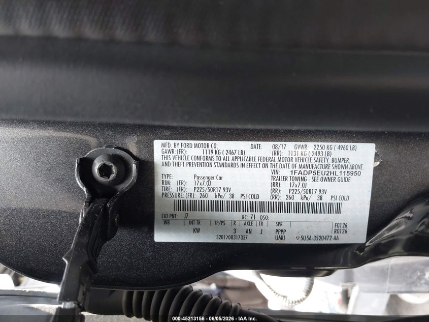 2017 Ford C-Max Energi Se VIN: 1FADP5EU2HL115950 Lot: 45213156