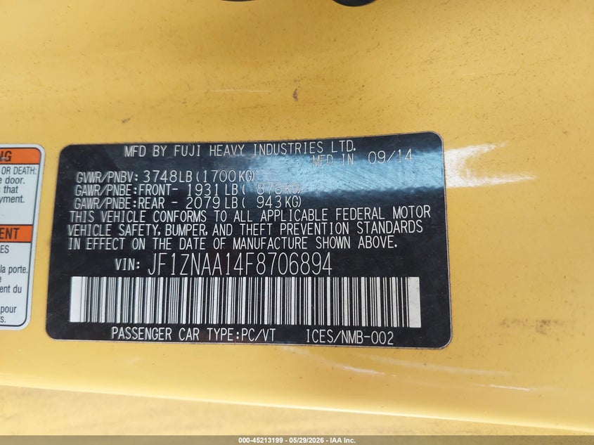 2015 Scion Fr-S Release Series VIN: JF1ZNAA14F8706894 Lot: 45213199