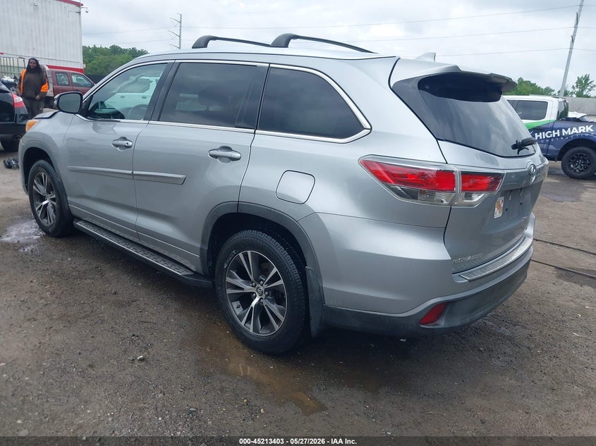 Vin: 5tdjkrfh8gs255616, lot: 45711158, toyota highlander xle v6 20163