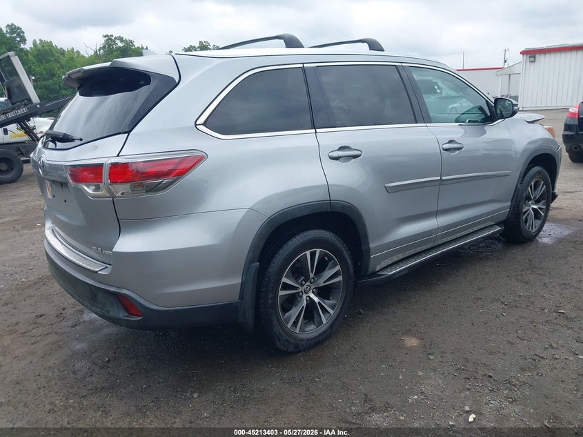 Vin: 5tdjkrfh8gs255616, lot: 45711158, toyota highlander xle v6 20164