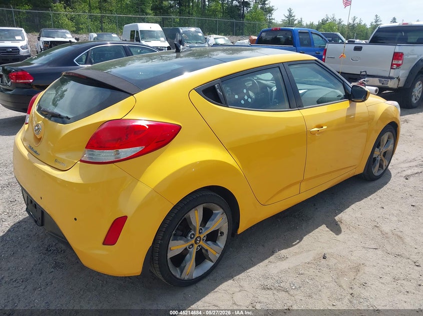Vin: kmhtc6ad2eu196902, lot: 45712439, hyundai veloster base w/black 20144