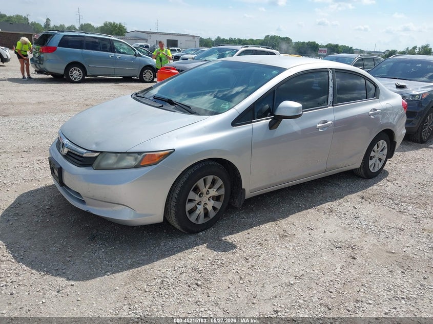 2012 Honda Civic 1.8 Lx silver Lot 111045215183 Vin 2HGFB2F59CH332202